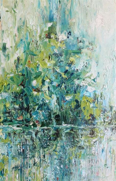 Turquoise Wall Art Oil Landscape Painting Original Abstract Etsy
