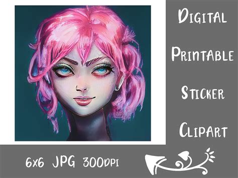 clara pink haired fantasy girl sticker graphic by whiskey black designs · creative fabrica