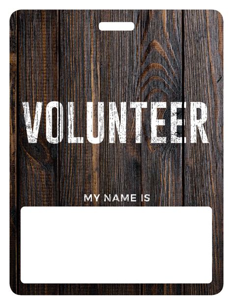 Dark Wood Volunteer Name Badge Church Other Outreach Marketing