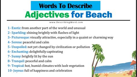 Adjectives For Beach Words To Describe Beach Describingwordcom