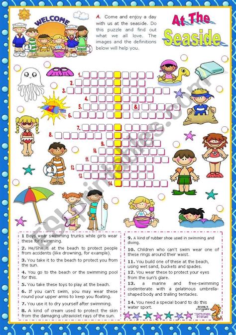Summer word search back to word searches printable version. "Summer at the seaside" Set (4) - crossword puzzle - ESL ...