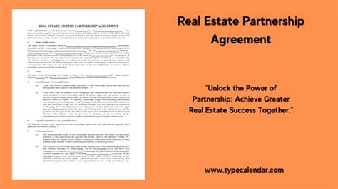 Free Printable Real Estate Partnership Agreement Templates Pdf Checklist