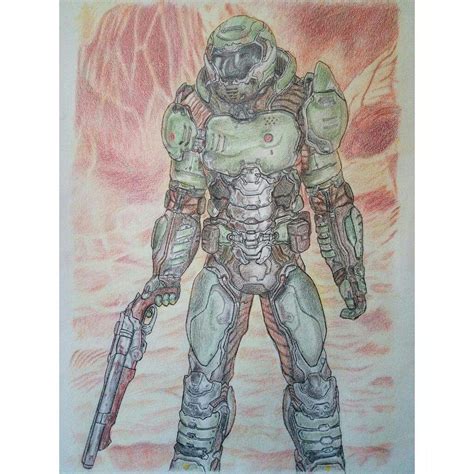 I drew doom slayer ripping and tearing the coronavirus. Doomguy drawing COMPLETED | ID Software Amino
