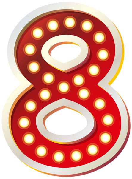 Red Number Eight With Lights Png Clip Art Image Clip Art Free Clip