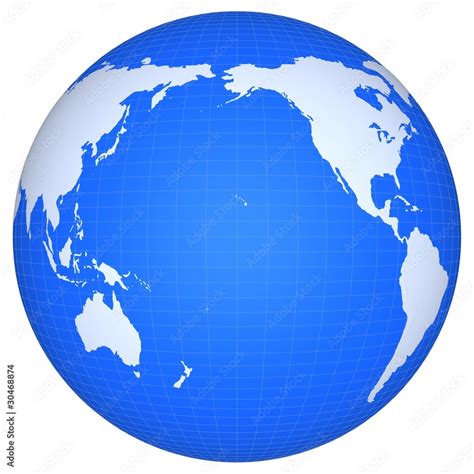 The Globe Of Pacific Ocean Isolated On A White Background Stock Illustration Adobe Stock