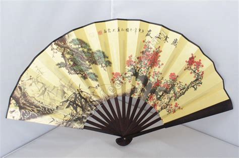 Large Oriental Bamboo Silk Hand Folding Fan Wall Art Decoration 4