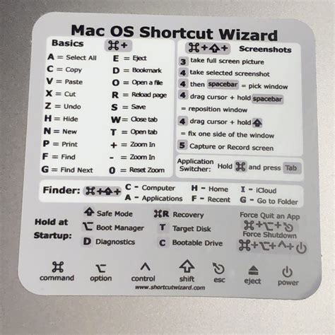 Mac Os X And Big Sur Reference Keyboard Shortcut Sticker Vinyl Size 3