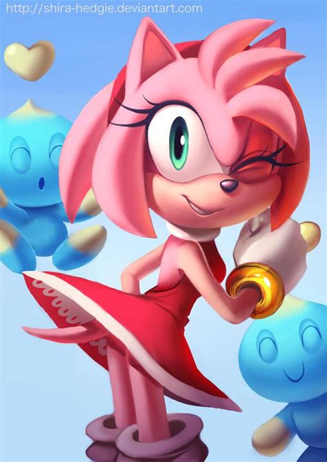 Amy Bending Over With Chao Art By Shira Hedgie Rsonicthehedgehog