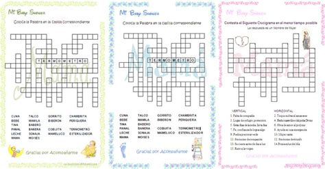Juegos Para Baby Shower Crucigrama Con Respuestas ¡17 Juegos Para