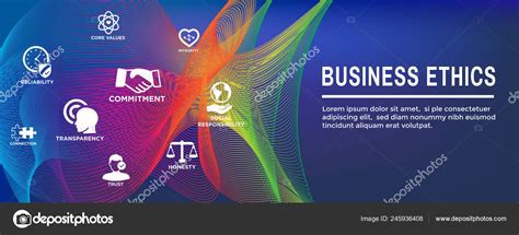 Business Ethics Web Banner Icon Set Honesty Integrity Commitment Decision Stock Vector Image By