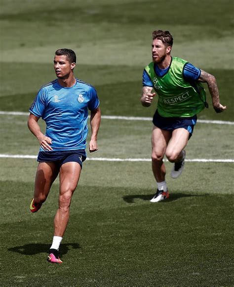 Madrid Spain May 24 Cristiano Ronaldo L And Sergio Ramos R Of
