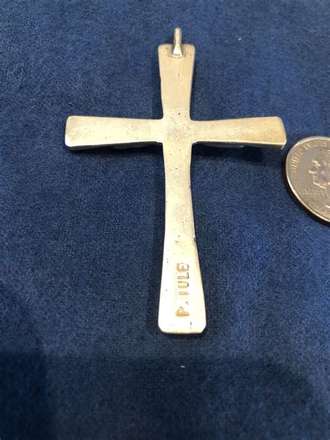 Rare Vintage P Iule Zuni Stamped Sterling Silver Turquoise Cross