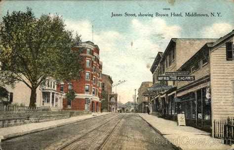 James Street Showing Brown Hotel Middletown Ny Postcard