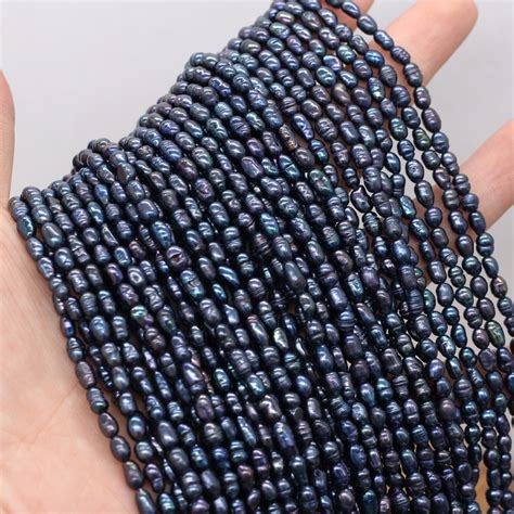 Natural Pearl Beads Freshwater Black Rice Pearl Bead Loose Beads For