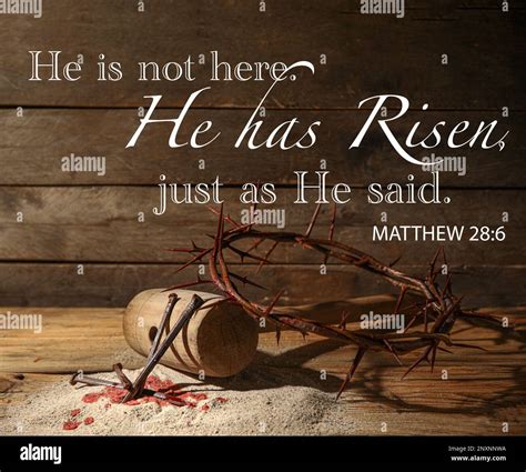 Text He Is Not Here He Is Risen Just As He Said With Crown Of Thorns