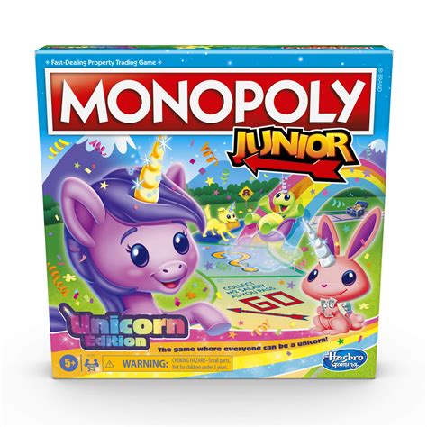 Monopoly Junior Unicorn Edition Board Game For 2 4 Players Magical