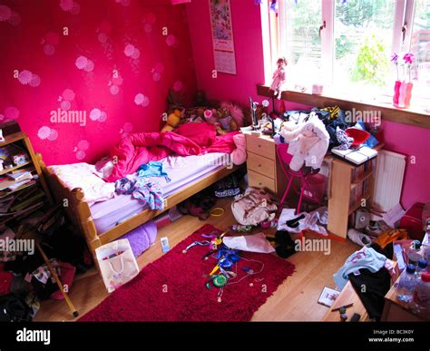 Messy Girls Bedroom Stock Photo Alamy