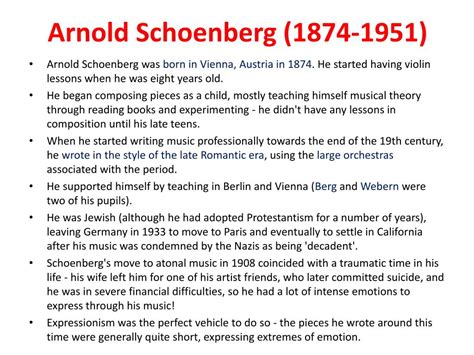 Ppt Arnold Schoenberg 1874 1951 Powerpoint Presentation Free