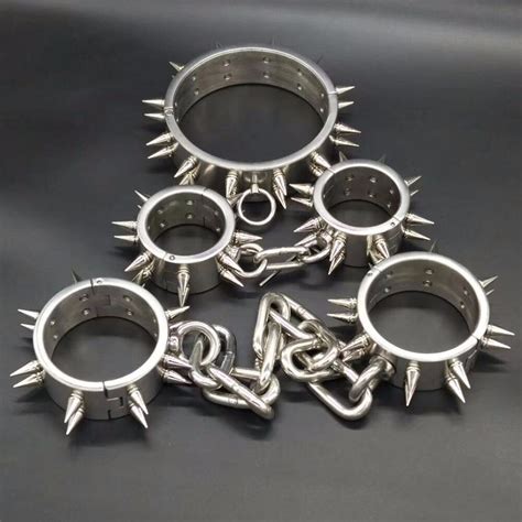 buy new spiked hand ankle cuffs and neck collar stainless steel products sex