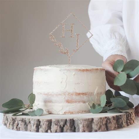 Personalised Geometric Wedding Cake Topper By Fira Studio