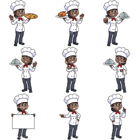 Black Female Chef Cartoon Images Pastry Chefs Bodenswasuee