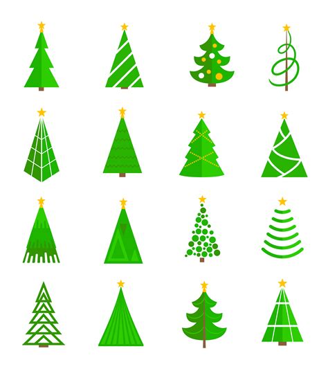 Christmas Tree Icons Flat 453107 Vector Art At Vecteezy