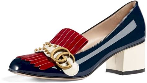 Gg Marmont Colorblock Pump Bluered Gucci Colorblock Patent Leather