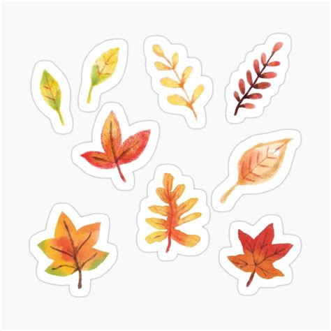 Watercolor Fall Autumn Leaves Sticker Pack Sticker By Geolescent