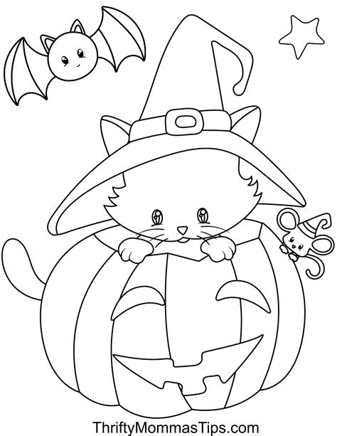 Cute Halloween Cat Pages Coloring Pages