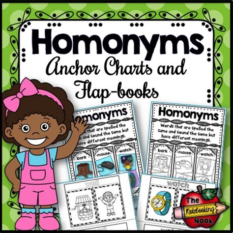 Homonyms Anchor Charts And Flap Books Notebooking Nook