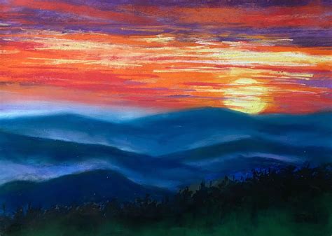 Cades Cove Smokey Mountains Sunset Original Pastel Painting By Janlpastels X Inches Free