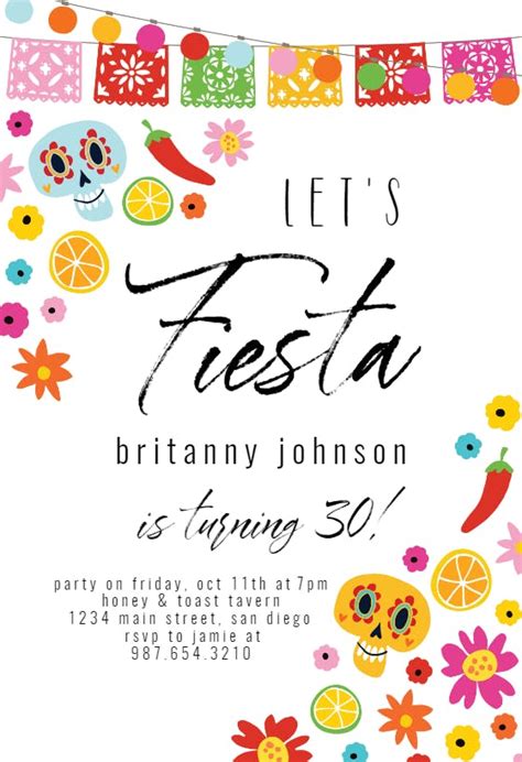 Colorful Fiesta Birthday Invitation Template Free Greetings Island