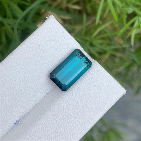 Gorgeous Natural Blue Indicolite Tourmaline Emerald Cut Gemstone Afghan