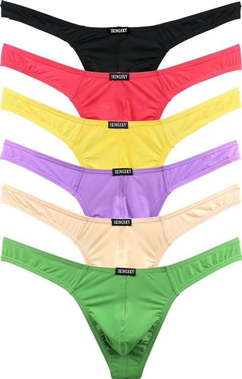 Buy Ikingsky Mens Silky Thong Sexy T Back Mens Underwear Low Rise Stretch Underpanties Online