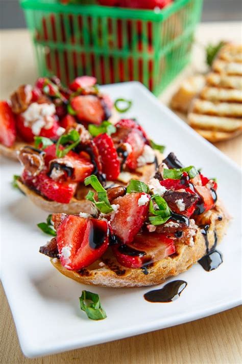Strawberry Bruschetta With Bacon Candied Pecans And Goat Cheese With A