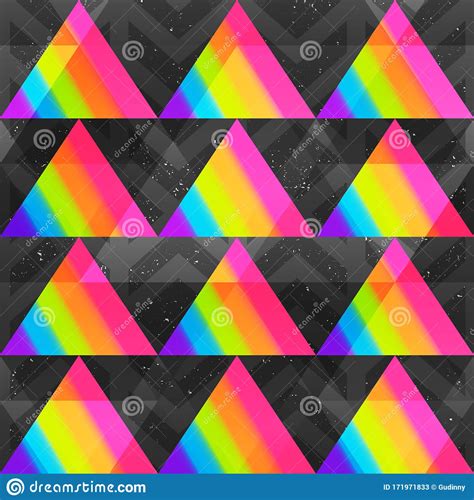Rainbow Triangles Seamless Pattern Stock Vector Illustration Of