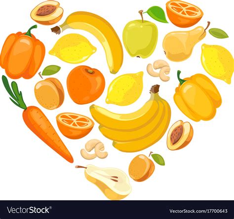 Yellow And Orange Fruits Vegetables Royalty Free Vector