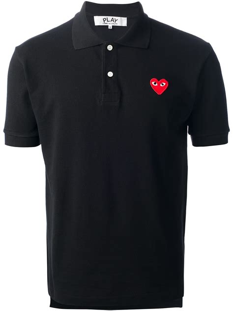 Play Comme des Garçons Embroidered Heart Polo Shirt in Black for Men Lyst