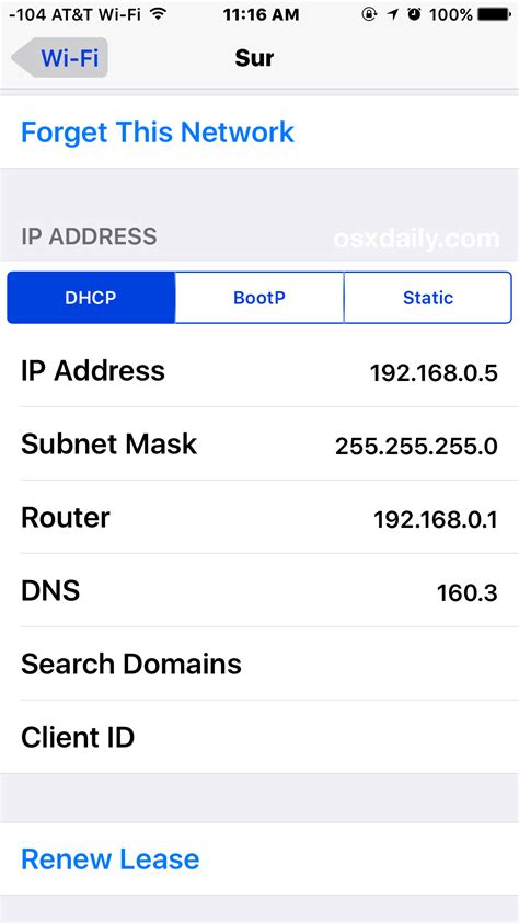 Find the IP Address of an iPhone or iPad in iOS