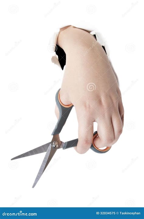 Hand Holding Scissors Stock Image Image Of Isolated 32034575