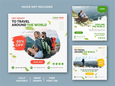 Travel Social Media Post Design Template Vector Image Uplabs