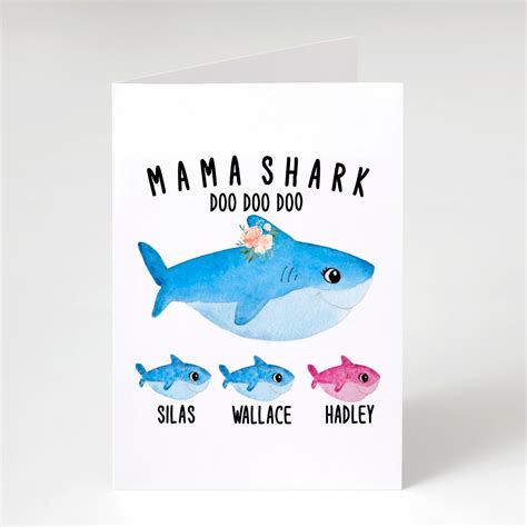 Personalized Mama Shark Card Funny Mama Birthday Card Mama Etsy