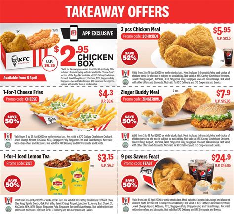 Kfc S Pore Takeaway And Delivery Deals This April Include 2 95 Chicken Box And Lots Of 1 For 1