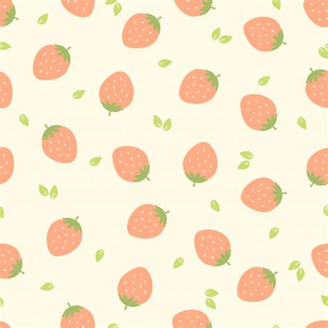 Cute Pastel Strawberry Seamless Pattern Background Vector Premium Download