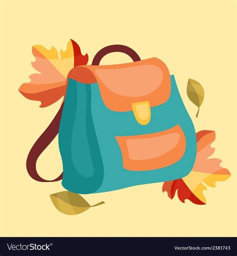 Book Bag Backpack School Bag With Autumn Leaves Vector Image On