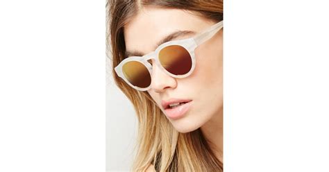 Forever 21 Sicky Eyewear Matte Ivory Mirrored Sunglasses 210
