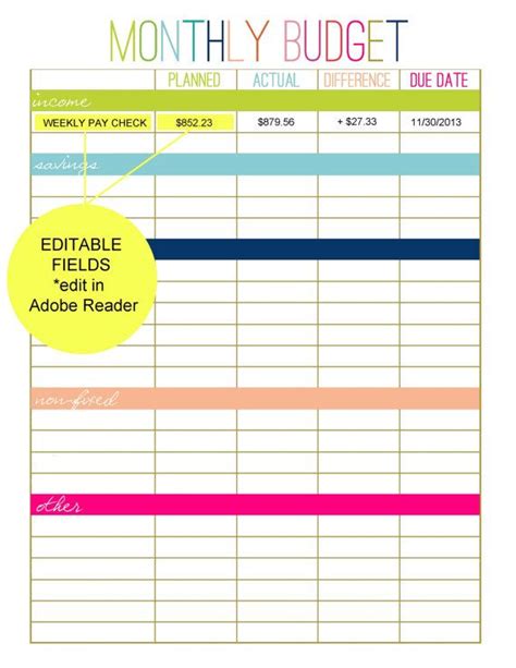 Editable Monthly Budget By Stephanieadamsdesign On Etsy Budget