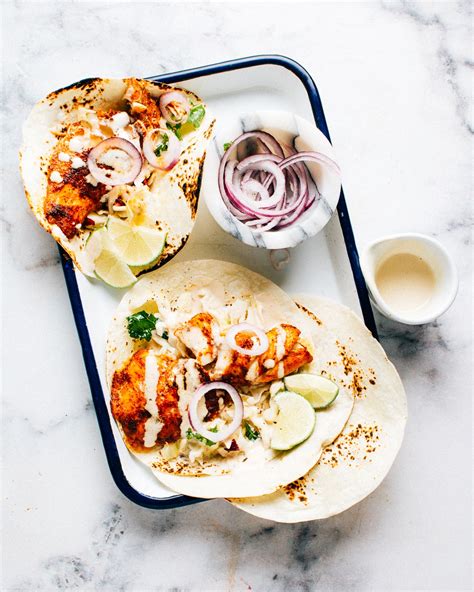 Spicy Fish Tacos With Cabbage Slaw Lime Crema