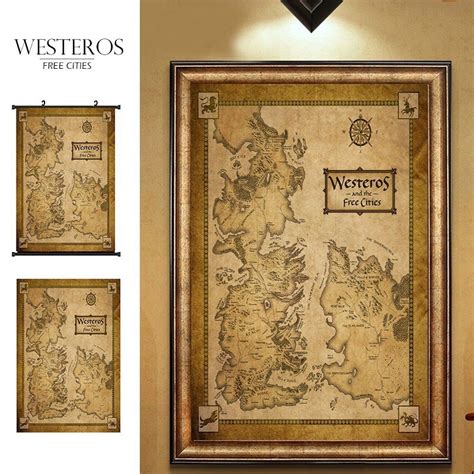 Game Of Thrones Houses Map Westeros Poster Art Home Decor Shopee Malaysia