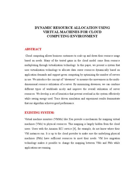 Introduction resource management is a major task in cloud computing and in any other computing environments. Dynamic Resource Allocation Using Virtual Machines ...